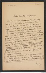 k.k. naturhistorisches Hofmuseum, Intendanzakten 1885-1896 (Hauer), Aktenzahl Z.588/1891, Seite 1